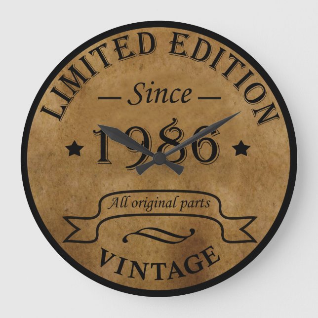 Reloj Redondo Grande nacido en 1986, cumpleaños vintage (Anverso)