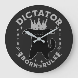 Reloj Redondo Grande Nacido para gobernar   Gracioso diseño de gatos