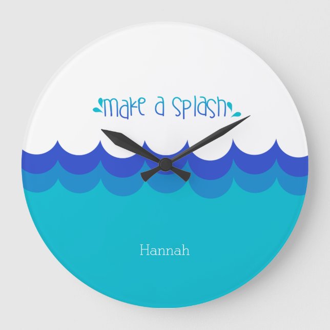 Reloj Redondo Grande Nadador Hacer un Splash (Anverso)