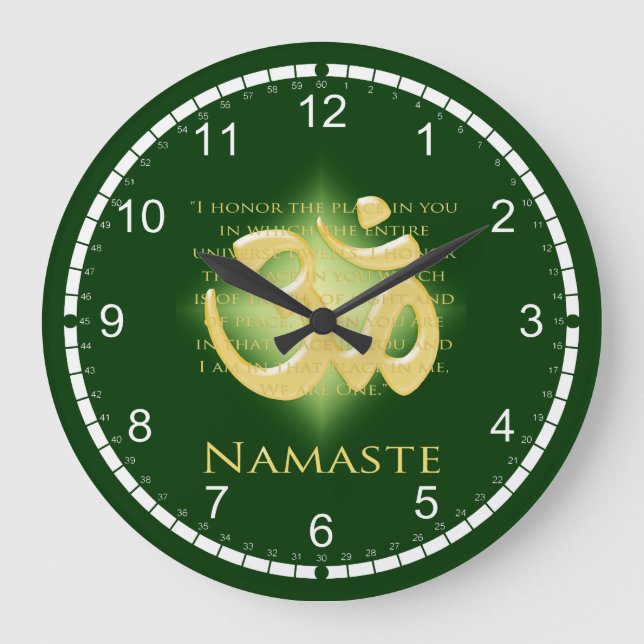 Reloj Redondo Grande Namaste - me inclino ante ti (en verde) (Anverso)