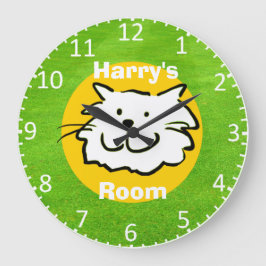 Reloj Redondo Grande Name shows it's Child's Room. Cat Design