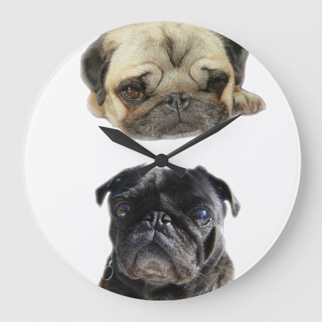 Reloj Redondo Grande Não perca a hora estilo pugs (Anverso)