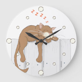 Reloj Redondo Grande Nap Cat Wall Clock
