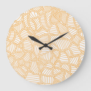 Reloj Redondo Grande Naranja aleatorio de hojas de mosaico pálido