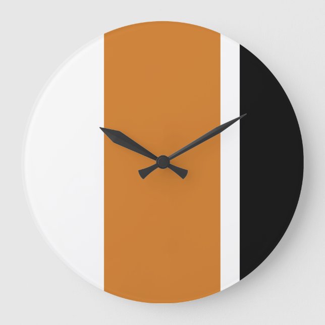Reloj Redondo Grande Naranja amable y bandas verticales modernas negras (Anverso)