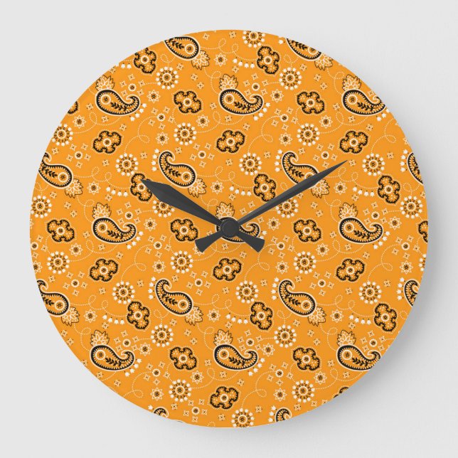 Reloj Redondo Grande Naranja Bandana Adventurer Decoración residencial (Anverso)