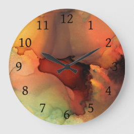 Reloj Redondo Grande Naranja Brown Resumen 59