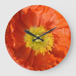 Reloj Redondo Grande Naranja colorido brillante Tángerina Flor de amapo