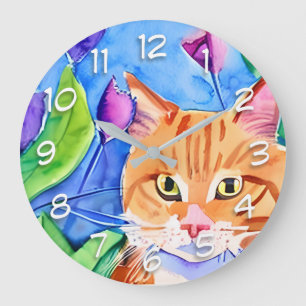 Reloj Redondo Grande Naranja de color de agua suave