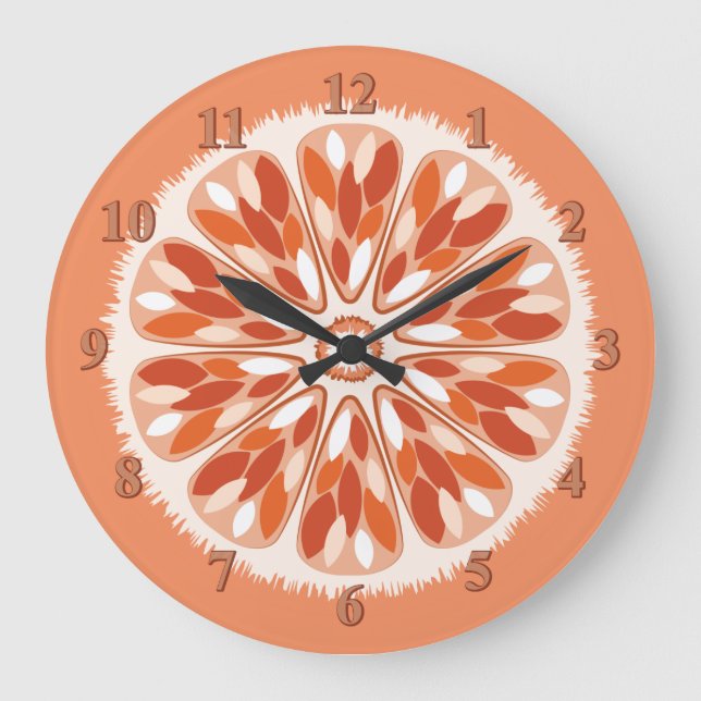 Reloj Redondo Grande Naranja de cortes de cítricos (Anverso)
