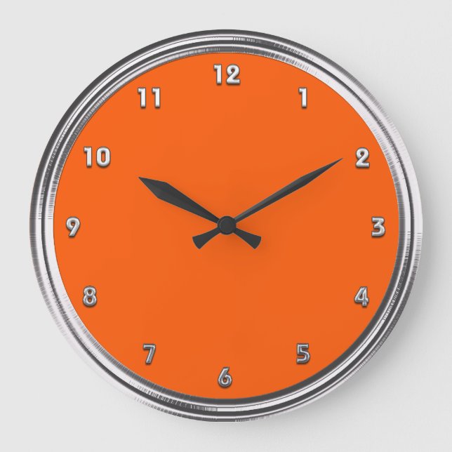 Reloj Redondo Grande Naranja de plata del marco (Anverso)