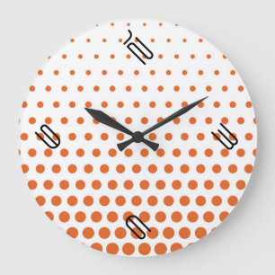 Reloj Redondo Grande Naranja de zanahoria Polka Punto Blanco Moderno