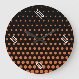 Reloj Redondo Grande Naranja de zanahoria Polka Punto negro moderno