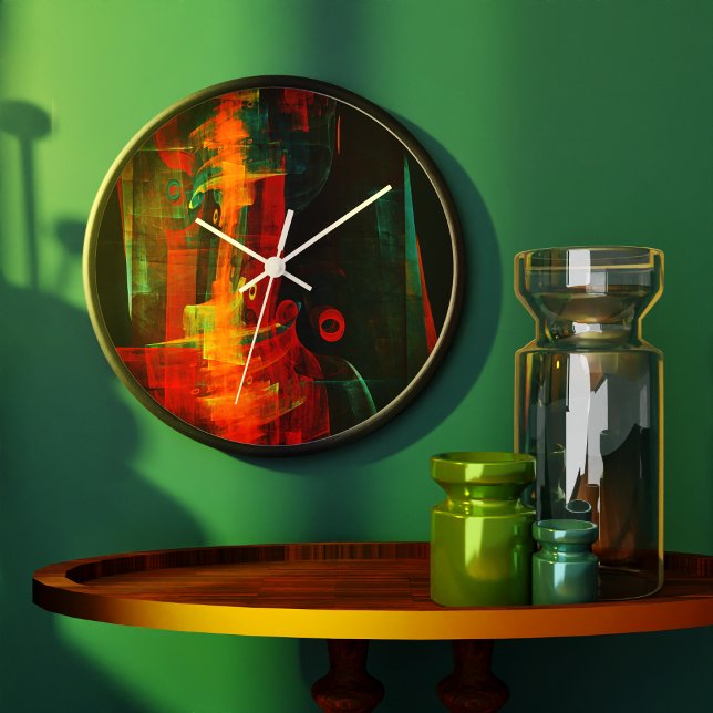 Reloj Redondo Grande Naranja del agua Azul Rojo Azul Moderno Resumen Pa (Water Orange Red Blue Modern Abstract Art Pattern Clock)