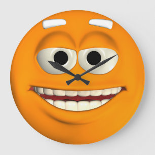 Reloj Redondo Grande Naranja Emoticon