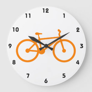 Reloj Redondo Grande Naranja en bicicleta