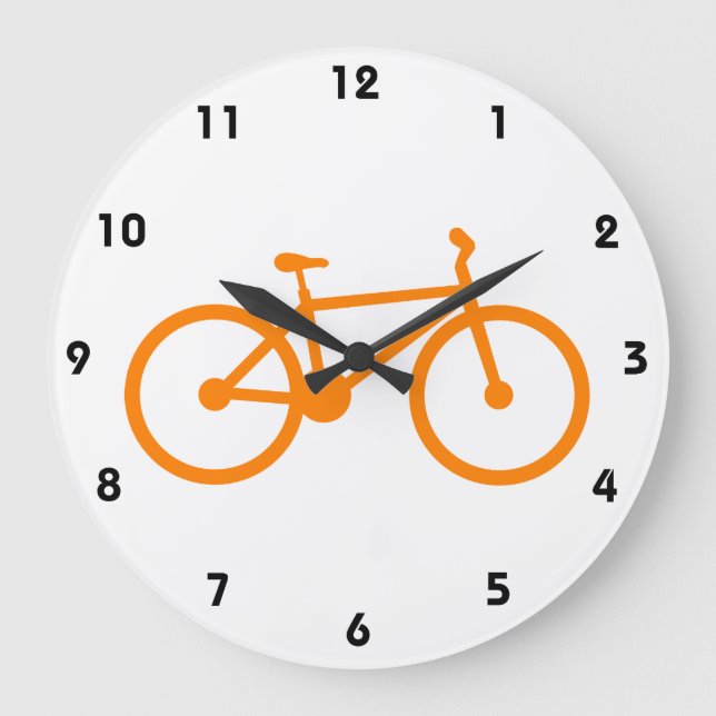 Reloj Redondo Grande Naranja en bicicleta (Anverso)