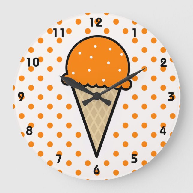Reloj Redondo Grande Naranja Ice Cream Cone (Anverso)