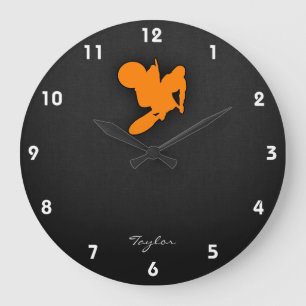 Reloj Redondo Grande Naranja Motocross