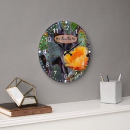 Reloj Redondo Grande Naranja Pricky Pear Opuntia Cactus Flower Photo