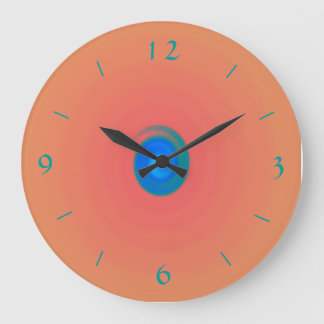 Reloj Redondo Grande Naranja/rosa con Aqua/Blue Center >Reloj de pared