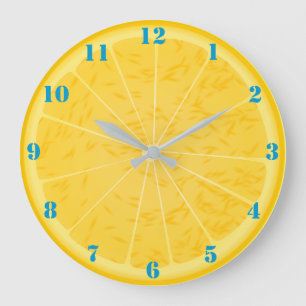 RELOJ REDONDO GRANDE NARANJA SLICE CON NÚMEROS AZULES