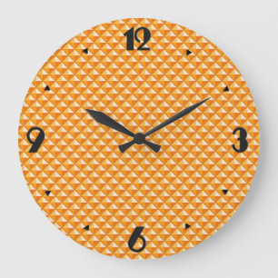 Reloj Redondo Grande Naranja sorbete, aspecto esmaltado, rejilla con ta