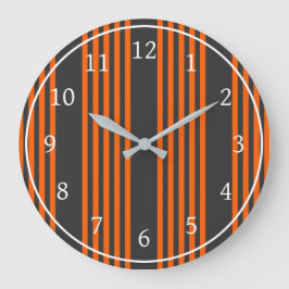 Reloj Redondo Grande Naranja y carbón vegetal cinco rayas