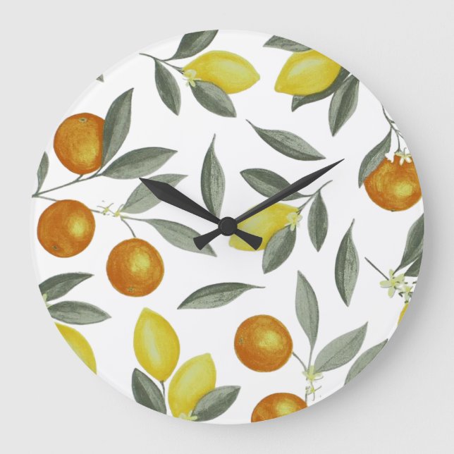 Reloj Redondo Grande Naranja y limón (Anverso)