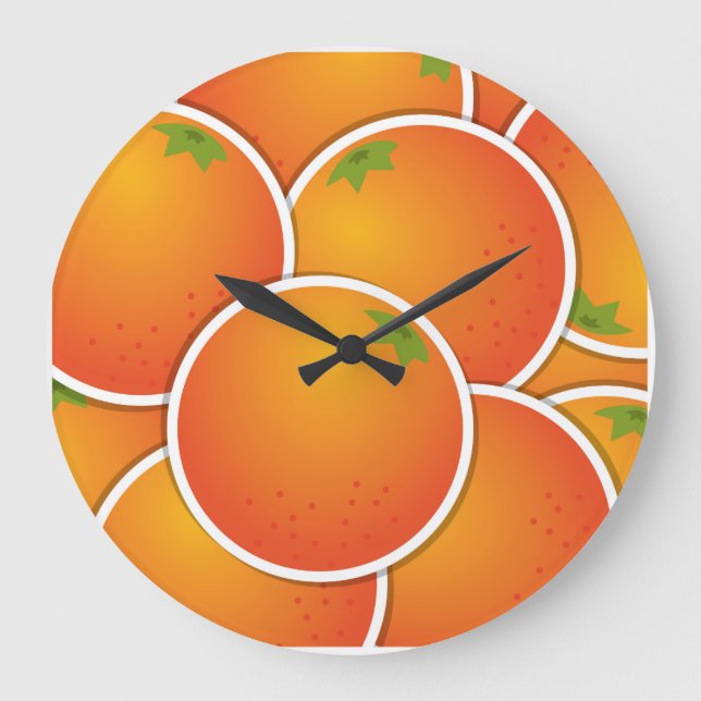 Reloj Redondo Grande naranjas graciosos (Anverso)