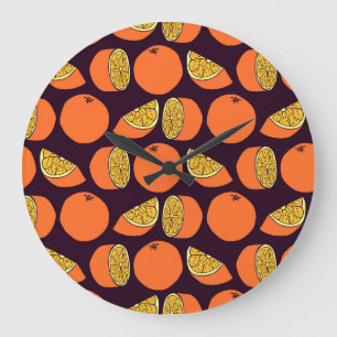 Reloj Redondo Grande Naranjas sin inconvenientes, textura vintage.