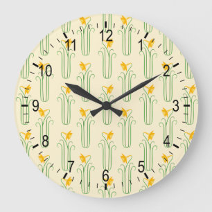 Reloj Redondo Grande Narcisos amarillos bonitos de la primavera