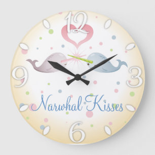 Reloj Redondo Grande Narwhal Kisses Custom