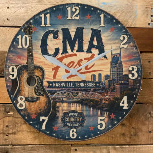 Reloj Redondo Grande Nashville CMA Fest Country Music Tennessee Gift