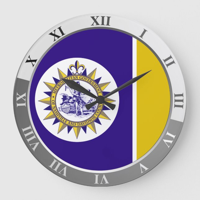 Reloj Redondo Grande Nashville flag Large Clock (Anverso)