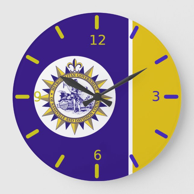 Reloj Redondo Grande Nashville (Tennessee) flag Large Clock (Anverso)