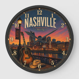 Reloj Redondo Grande Nashville Tennessee Music City Broadway Sunset 