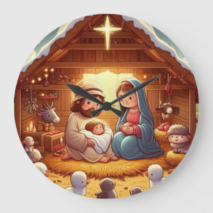 Reloj Redondo Grande Natividad de los Navidades del Niño Jesús