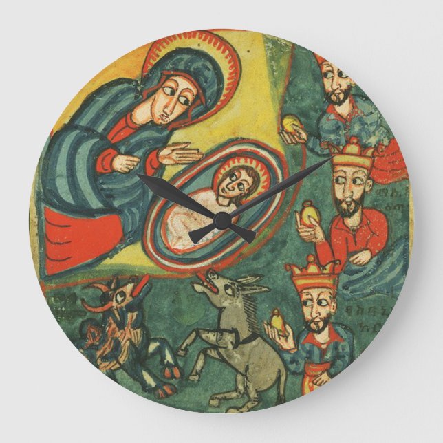 RELOJ REDONDO GRANDE NATIVITY CHRISTMAS PARCHMENT ,ADORATION OF MAGI (Anverso)