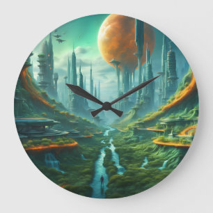 Reloj Redondo Grande Naturaleza alienígena y arte de ciencia ficción fu