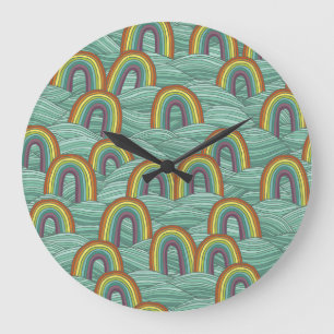 Reloj Redondo Grande Naturaleza arcoiris: composición de cosecha manual