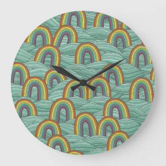 Reloj Redondo Grande Naturaleza arcoiris: composición de cosecha manual