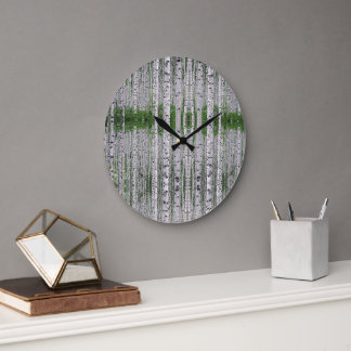 Reloj Redondo Grande Naturaleza de los bosques de árboles de aves