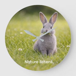 Reloj Redondo Grande Naturaleza Escucha: Conejo
