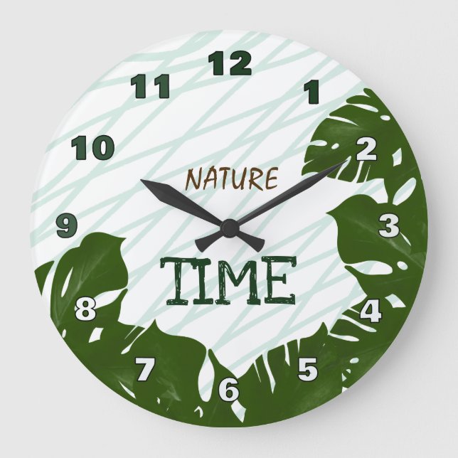 Reloj Redondo Grande Nature Time Tropical Verde (Anverso)