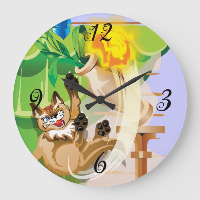Reloj Redondo Grande Naughty Kitty Wall Clock (Anverso)