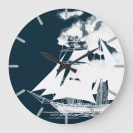 Reloj Redondo Grande Náutica de naves y nubes