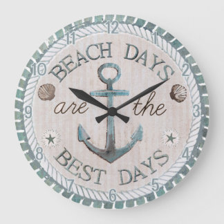 Reloj Redondo Grande Nautical Best Days Beach Rustic Wall Clock