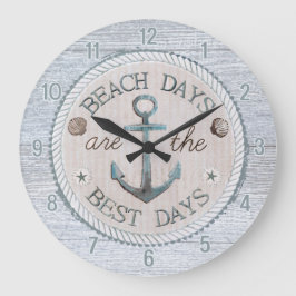 Reloj Redondo Grande Nautical Best Days Beach Rustic Wall Clock