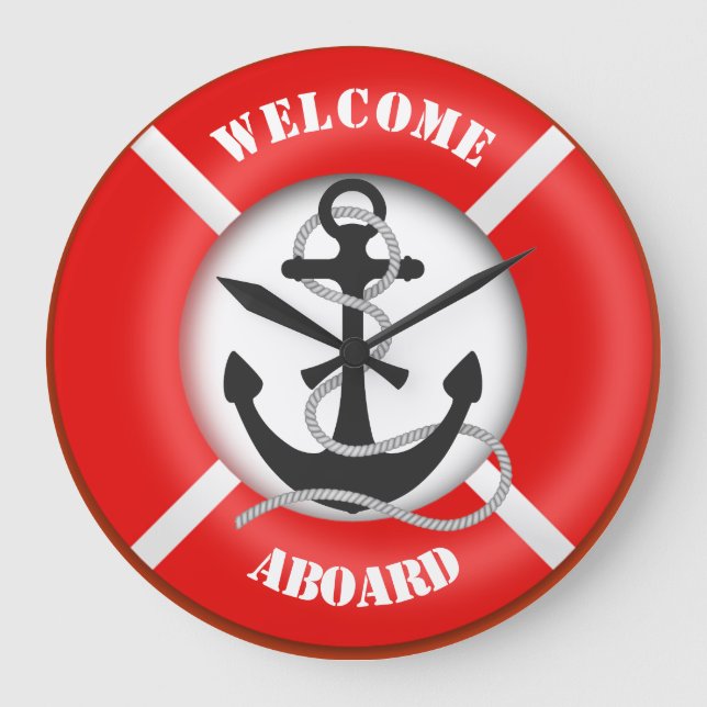 Reloj Redondo Grande Nautical boats life ring buoy (Anverso)